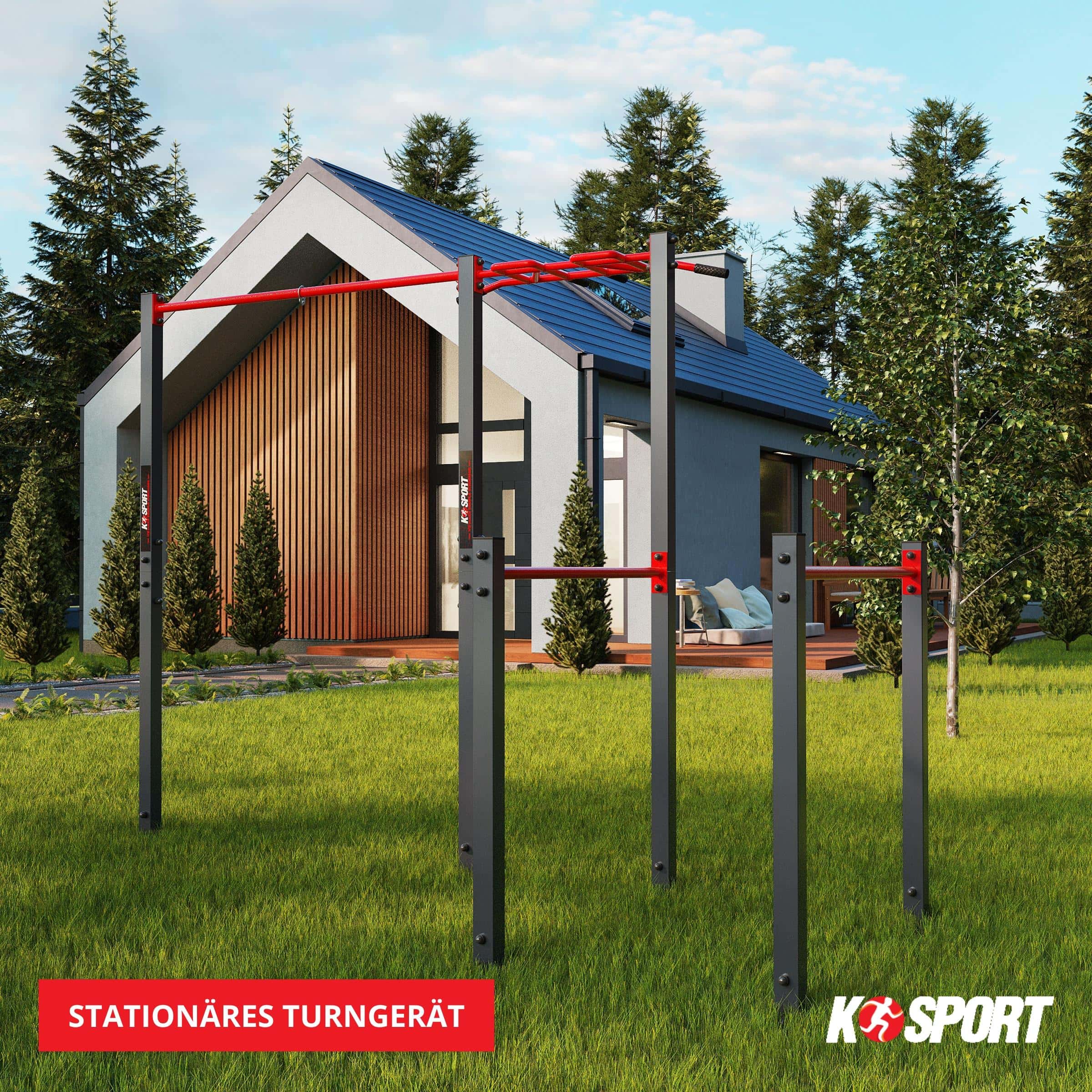 Turngerät Garten mit Monkey Bar Klimmzugstange + Barren