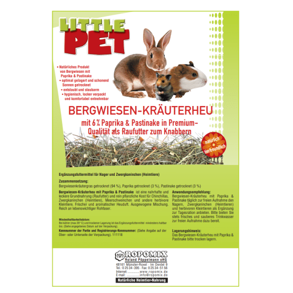 Little Pet Bergwiesen-Kräuterheu m. 6 % Paprika & Pastinake 500 g 
